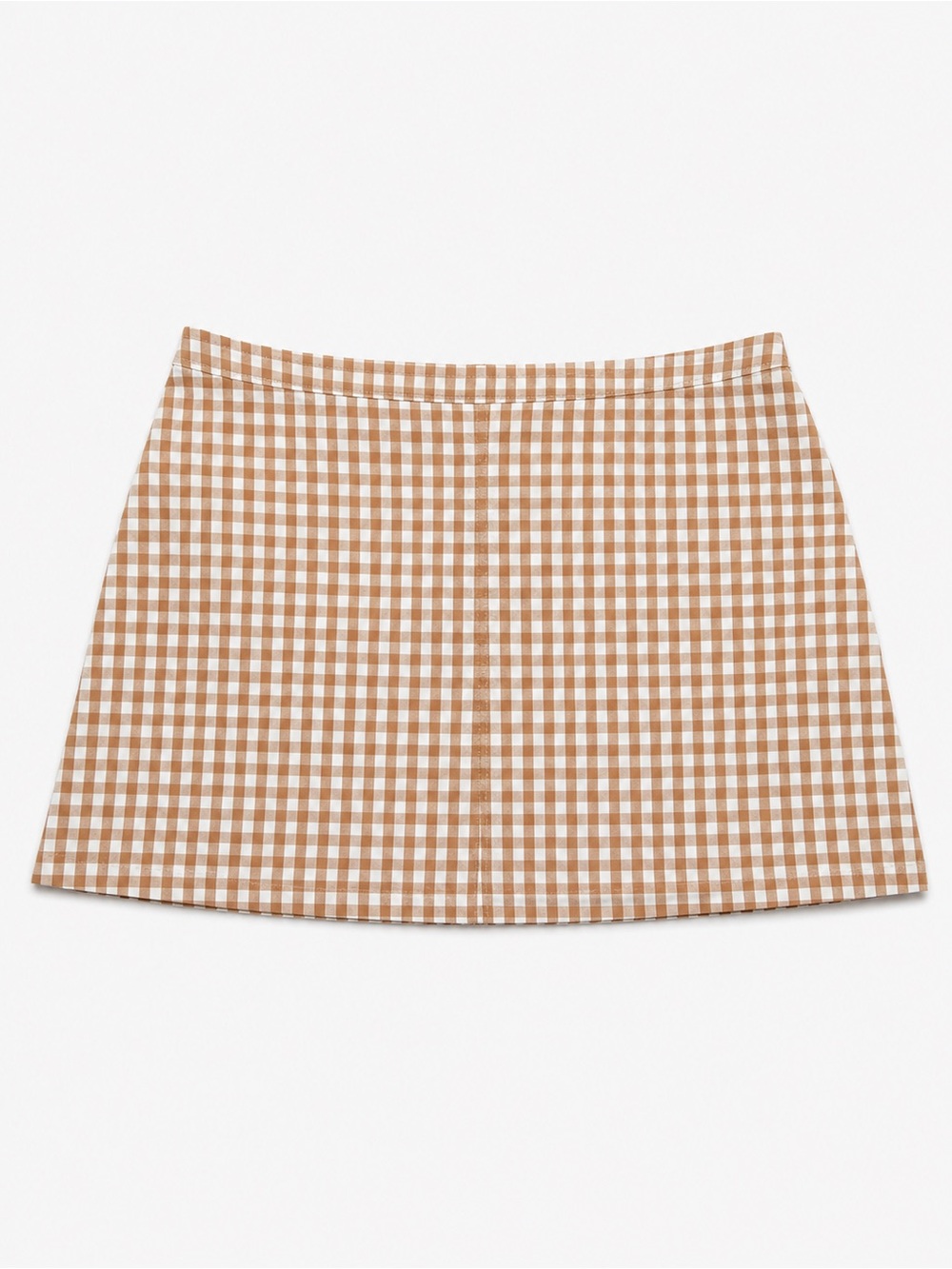 J. Crew Tan and White Gingham Mini Skirt